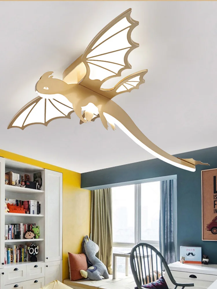 

Dinosaur green three-dimensional fire-breathing dragon lovely ceiling lamp creative cartoon boy bedroom pterosaur ceiling lamp