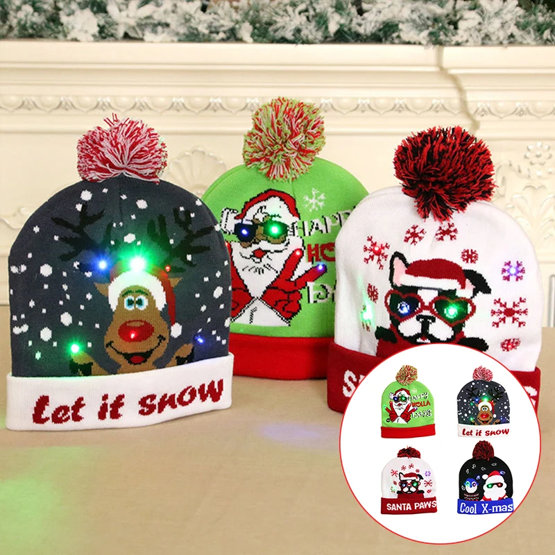 LED Christmas Knitted Hat Cartoon Printed LED Knitted Hat Glowing Beanie Light-up CAP Gifts for Kids Adults New Year Party
LED Christmas Knitted Hat Cartoon Printed LED Knitted Hat Glowing Beanie Light-up CAP Gifts for Kids Adults New Year Party