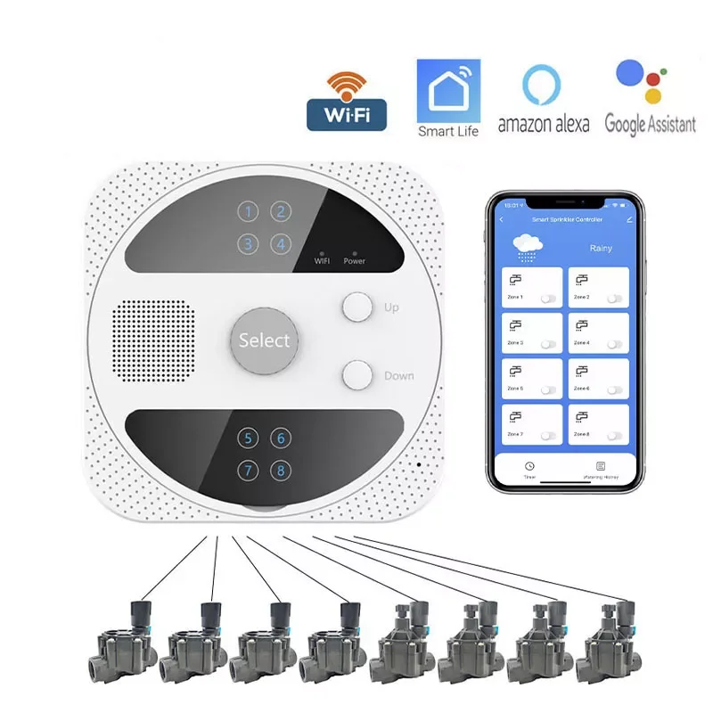 TINO WiFi Smart Sprinkler Controller 4/6/8-Zone Garden Watering System Programmer Drip Home Irrigation Timer Smart Life
TINO WiFi Smart Sprinkler Controller 4/6/8-Zone Garden Watering System Programmer Drip Home Irrigation Timer Smart Life