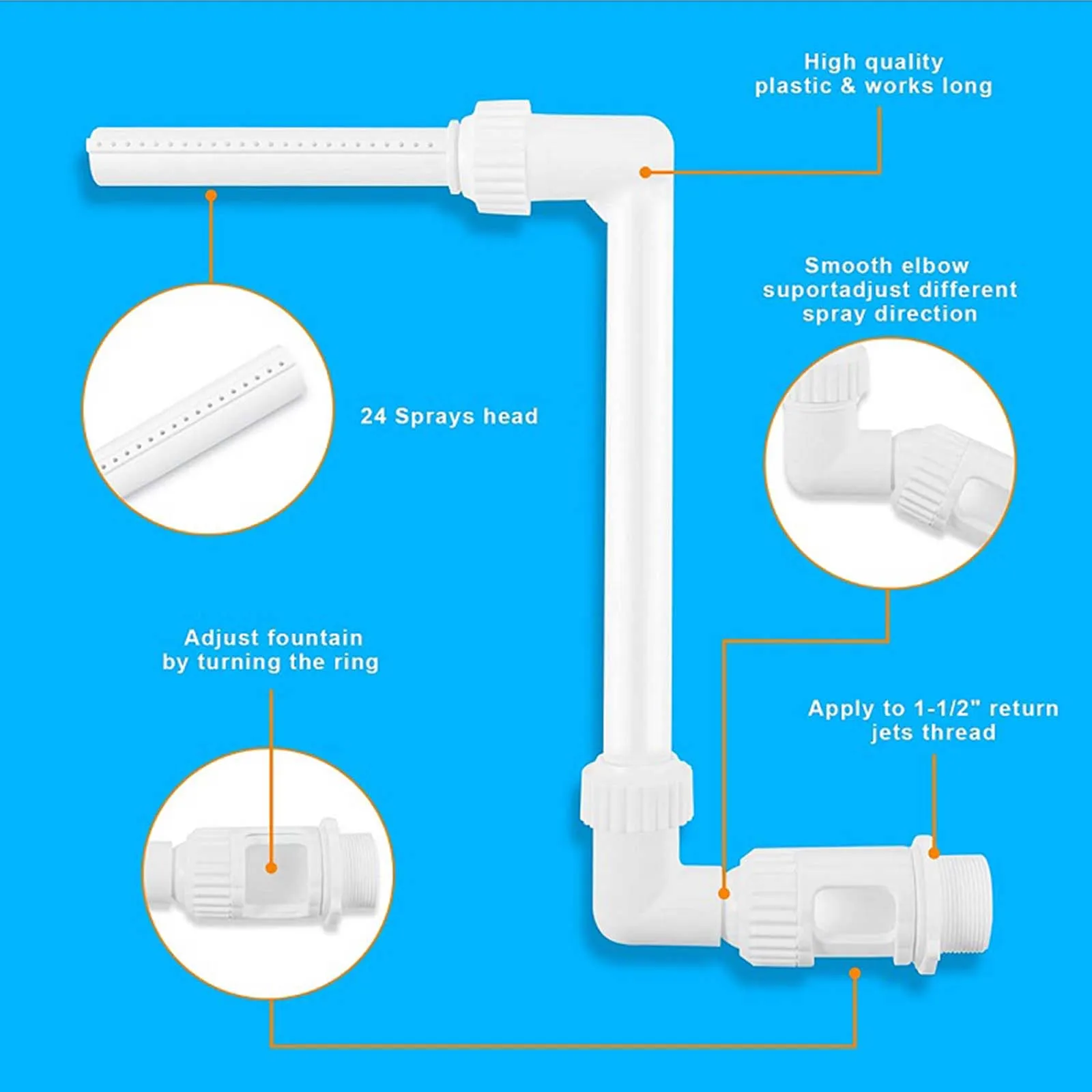 Swimming Pool Fountain Bracket Adjustable Waterfall Splash Happy Party Fun Pool Sprinkler Aerators Coolers For 1.5 Inch Pools
Swimming Pool Fountain Bracket Adjustable Waterfall Splash Happy Party Fun Pool Sprinkler Aerators Coolers For 1.5 Inch Pools