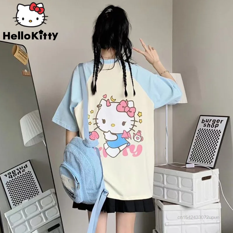 Sanrio Hello Kitty Clothes Korean Fashion Top Women Cartoon T-shirts New Contrast Sleeves Cotton Soft Tees Y2k Oversized Tshirt
Sanrio Hello Kitty Clothes Korean Fashion Top Women Cartoon T-shirts New Contrast Sleeves Cotton Soft Tees Y2k Oversized Tshirt
