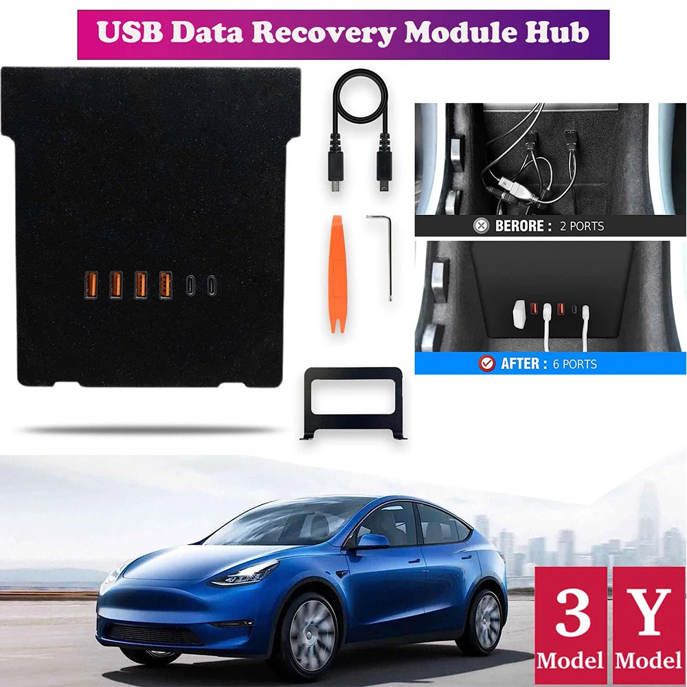 USB Data Recovery Module Hub for Tesla Model 3/Y 21 22 23 Central Control, with 4 USB Ports and 2 PD Fast Charging Ports 35W 65W
USB Data Recovery Module Hub for Tesla Model 3/Y 21 22 23 Central Control, with 4 USB Ports and 2 PD Fast Charging Ports 35W 65W
