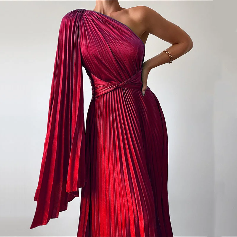 Sexy Off Shoulder Banquet Maxi Dress New Oblique Collar Pleated Casual Dresses Ladies Slim Holiday Party Long Women's Dress
Sexy Off Shoulder Banquet Maxi Dress New Oblique Collar Pleated Casual Dresses Ladies Slim Holiday Party Long Women's Dress