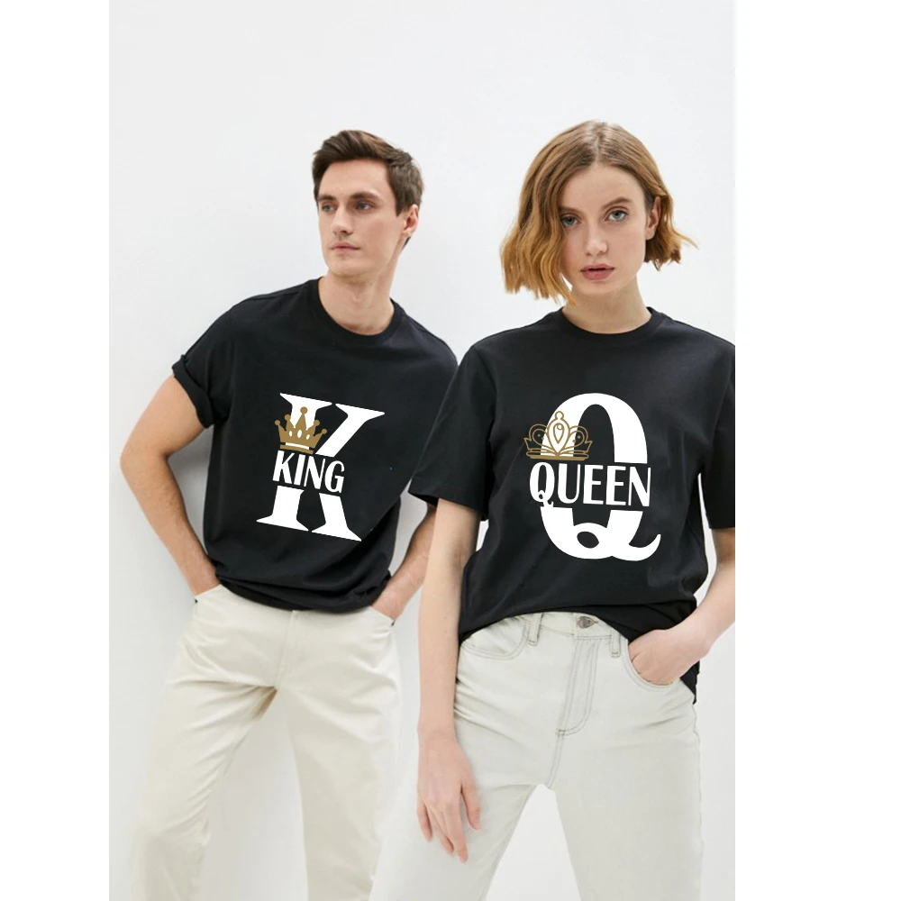 2022 Summer T Shirt Couple's King Queen Print Clothing Cotton Lover Tees Short Sleeve Tshirts Casual Clothes Print Tops
2022 Summer T Shirt Couple's King Queen Print Clothing Cotton Lover Tees Short Sleeve Tshirts Casual Clothes Print Tops