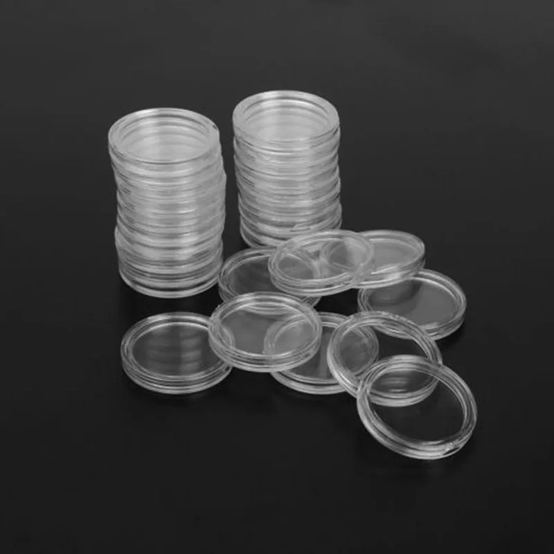 100Pcs 19/25mm Clear Round Coin Holder Coin Capsule Container Transparent Plastic Coins Collect Protection Case Display Stand
100Pcs 19/25mm Clear Round Coin Holder Coin Capsule Container Transparent Plastic Coins Collect Protection Case Display Stand