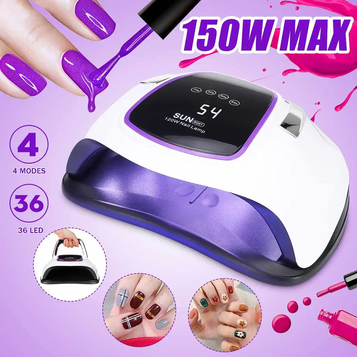 150W 36 UV/LED Beads Nail Glue Light Portable Infrared Automatical Gel Curing Lamp Nail Dryer Machine Timer-EU Plug
150W 36 UV/LED Beads Nail Glue Light Portable Infrared Automatical Gel Curing Lamp Nail Dryer Machine Timer-EU Plug