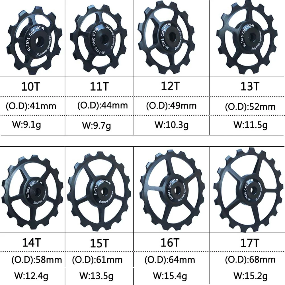 MTB Road Bike Bicycle Ceramic Pulley Rear Derailleur 10-17T Ceramic Bearing Jockey Wheel Pulley With 4/5mm Reducing Ring
MTB Road Bike Bicycle Ceramic Pulley Rear Derailleur 10-17T Ceramic Bearing Jockey Wheel Pulley With 4/5mm Reducing Ring