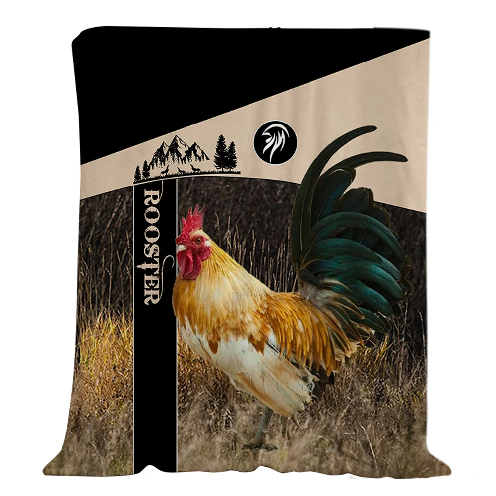 

CLOOCL Rooster Lovers Flannel Blankets 3D Graphic Rooster Splicing Plush Quilts Funny Keep Warm Throw Blanket Brithday Gifts