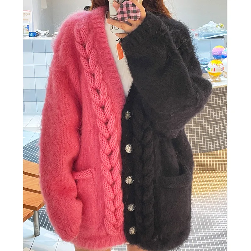 Wool Sweater Cardigans Women Knitwear Mohair Knitted Tops Loose Long Sleeve V-Neck Jersey Vintage Twist y2k Korean Fashion Lady
Wool Sweater Cardigans Women Knitwear Mohair Knitted Tops Loose Long Sleeve V-Neck Jersey Vintage Twist y2k Korean Fashion Lady