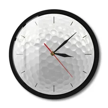 Golf Ball Metal Frame Round Wall Clock Silent 3D Vision Decorative Black Wall Watch For Bedroom Golf Club Golfers Gift Decor