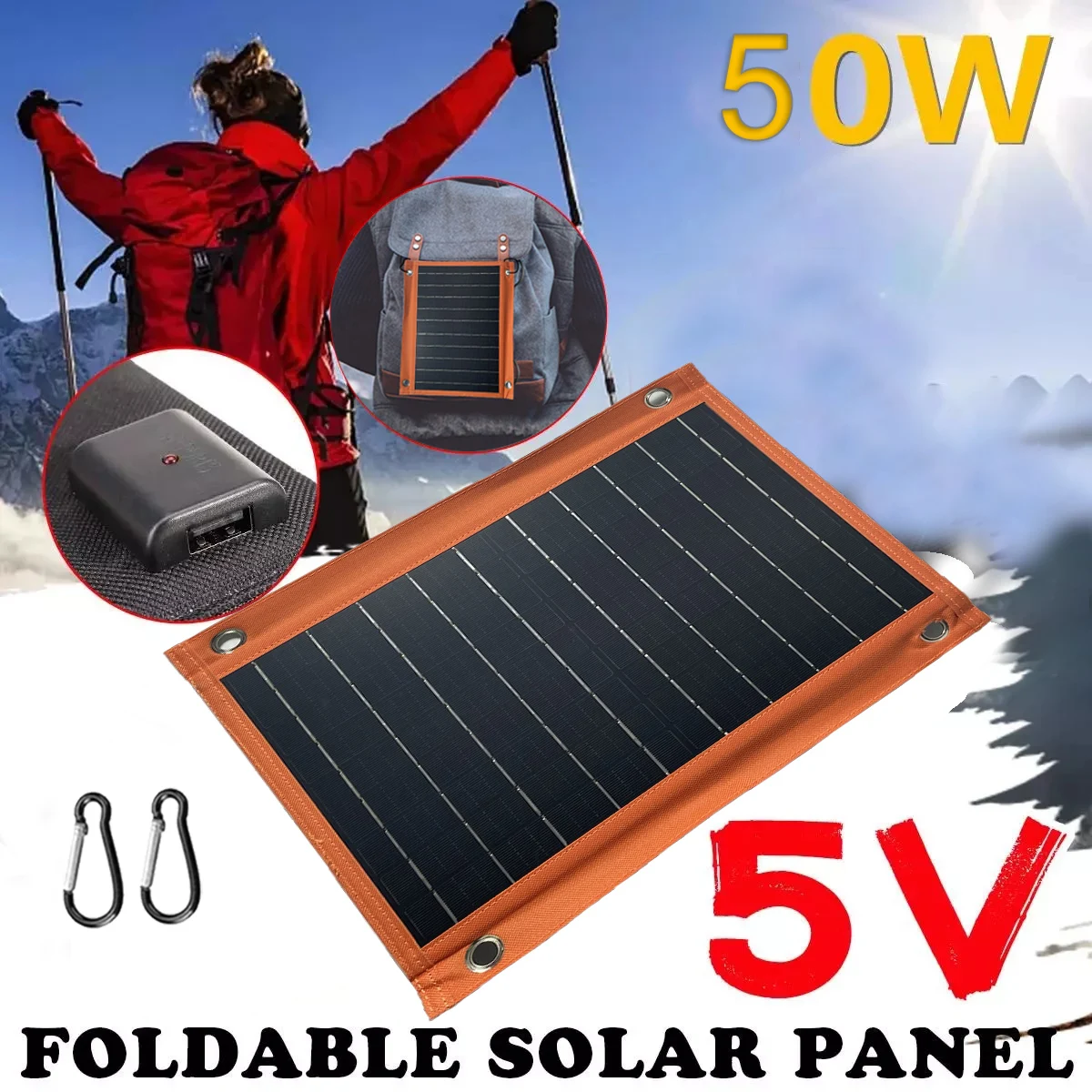 NEW 50W Portable Solar Panel Charger Waterproof Solar Cell Plate 5V USB Safe Charge Cell Solar Phone Charger for Outdoor Camping
NEW 50W Portable Solar Panel Charger Waterproof Solar Cell Plate 5V USB Safe Charge Cell Solar Phone Charger for Outdoor Camping