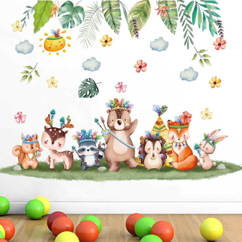 Indian Style Animals Wall Stickers for Kids Rooms Boys Girls Baby Room Bedroom Decor Big Size Bear Bunny Fox Tribe Wallpaper
Indian Style Animals Wall Stickers for Kids Rooms Boys Girls Baby Room Bedroom Decor Big Size Bear Bunny Fox Tribe Wallpaper