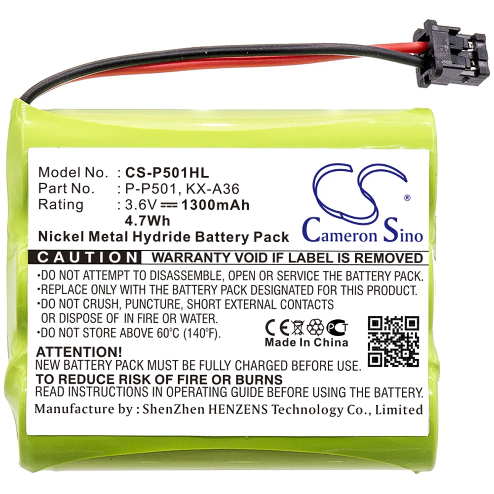 

Cameron Sino 1300mA Battery for Panasonic KX-T3845,KX-T3880,KX-T3880R,KX-T3900 HHR-P501,HHR-P505,KX-A36,KX-TCA14,P-P501