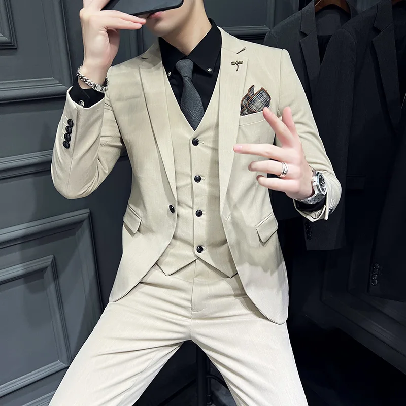 2023 New fashion men's (suit + vest + trousers) Business suit casual fashion handsome trend high-end three-piece set M-7XL 
2023 New fashion men's (suit + vest + trousers) Business suit casual fashion handsome trend high-end three-piece set M-7XL