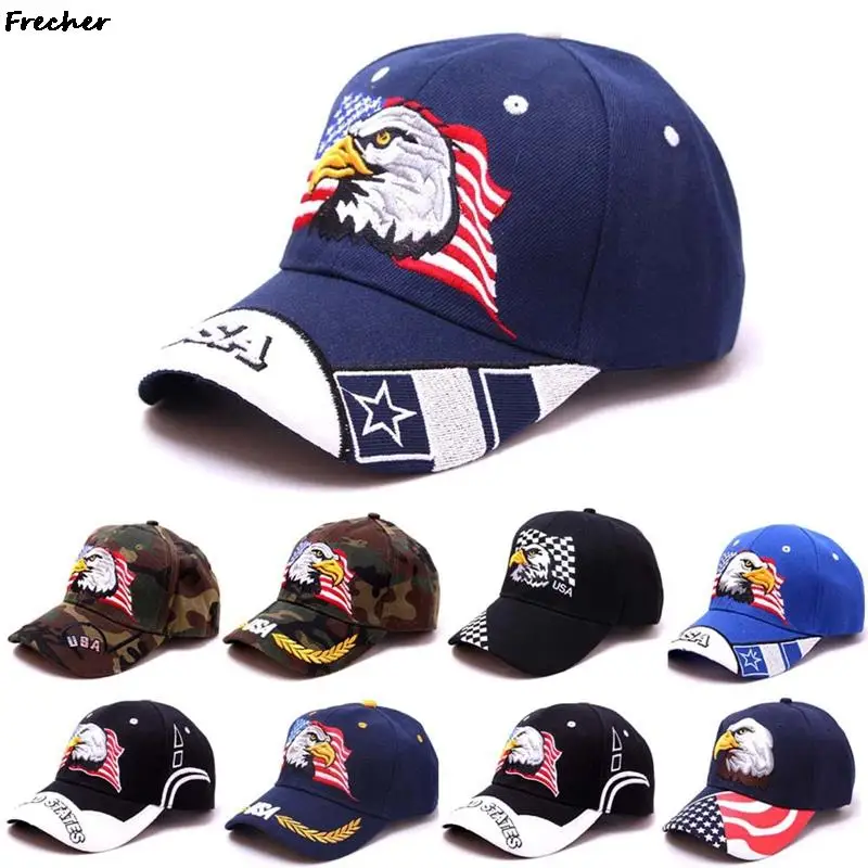 

Кепки для гольфа с американским флагом и орлом для женщин и мужчин, модная бейсболка, США, кепки с 3D вышивкой, кепки-тракеры, летняя хлопковая шляпа от солнца, Кепка