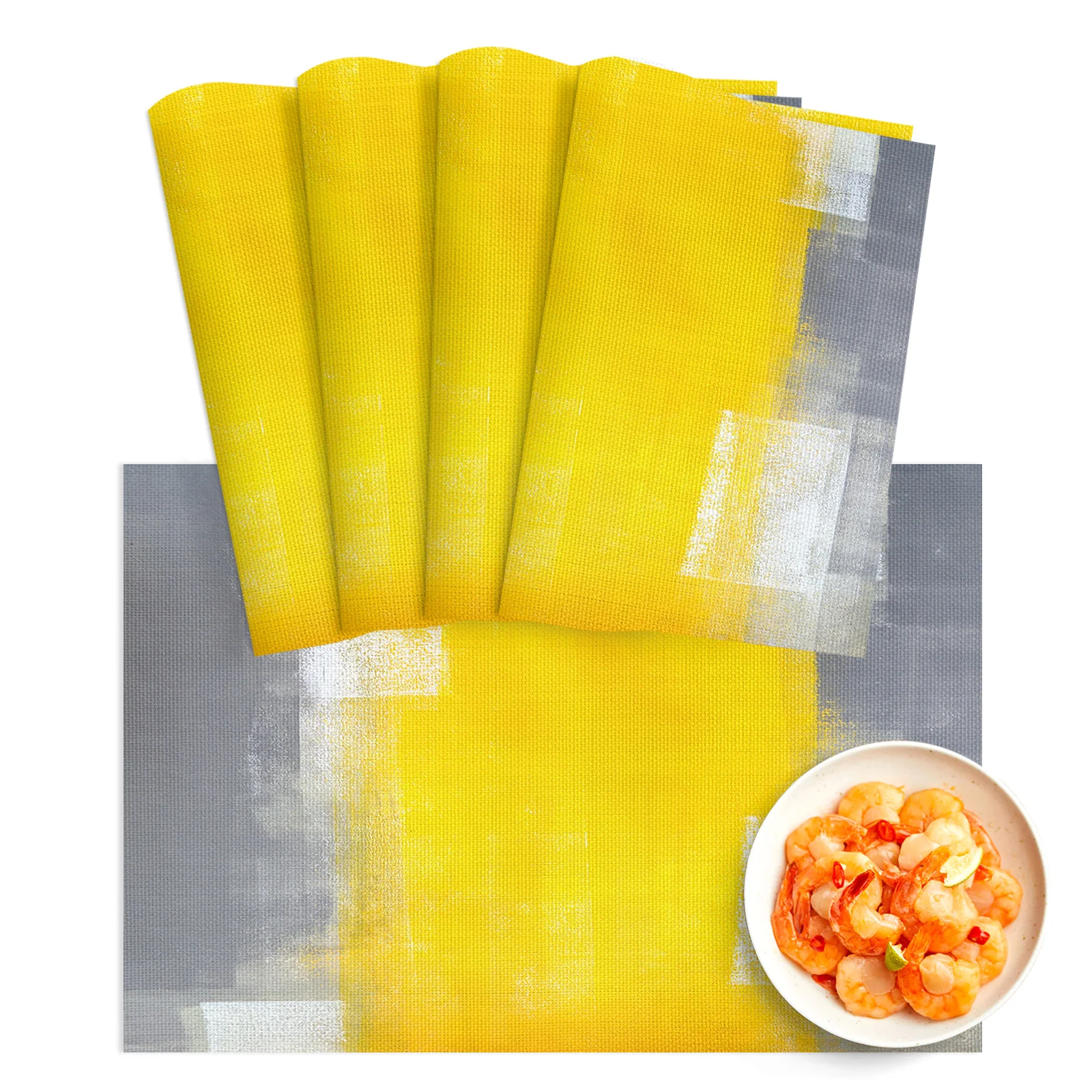4/6Pcs PVC Placemats Yellow Gray Abstract Art Oil Painting Texture Dining Disc Pads Bowl Coasters Plate Bar Kitchen Table Mats
4/6Pcs PVC Placemats Yellow Gray Abstract Art Oil Painting Texture Dining Disc Pads Bowl Coasters Plate Bar Kitchen Table Mats