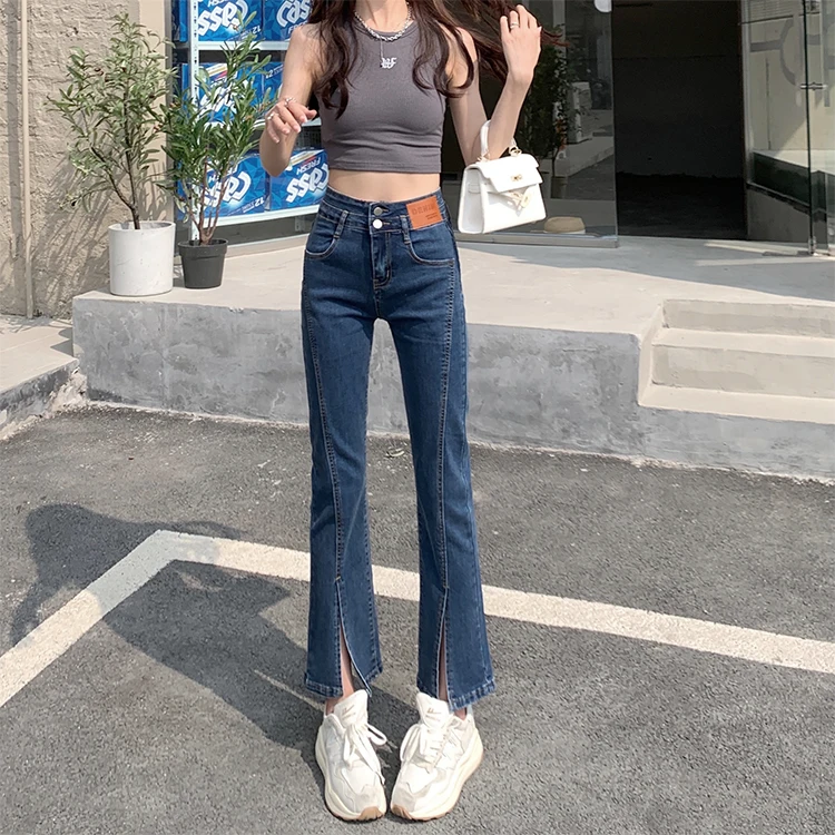 DD1908 New high waist slim straight slit pants stretch pants hot girl denim nine-point pants women's jeans
DD1908 New high waist slim straight slit pants stretch pants hot girl denim nine-point pants women's jeans