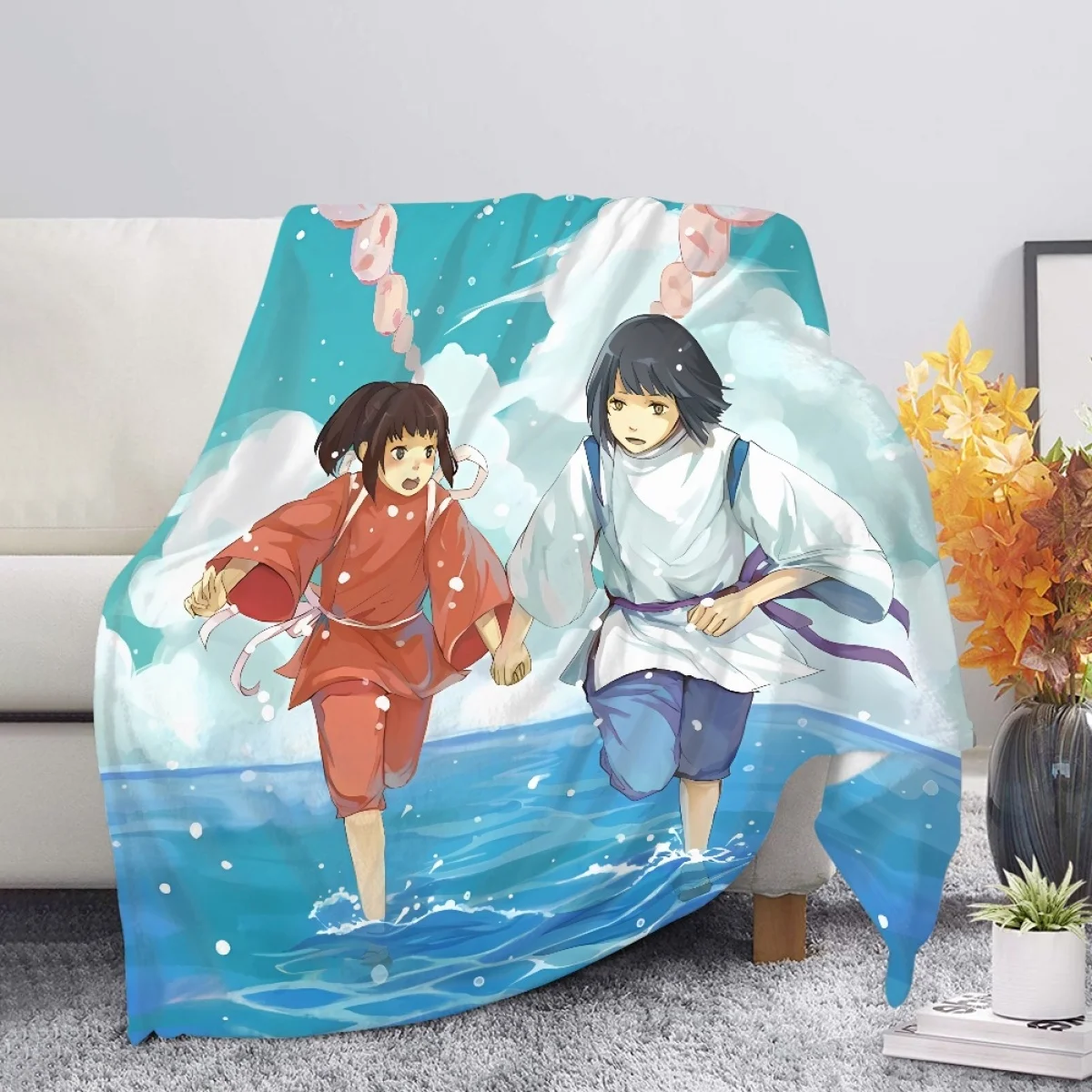 

Spirited Away Cartoon Designer Blankets Soft Beach Picnic Flannel Blanket Mom To Daughter/Son Gift Quilt Sofa Bed Sheet Home New