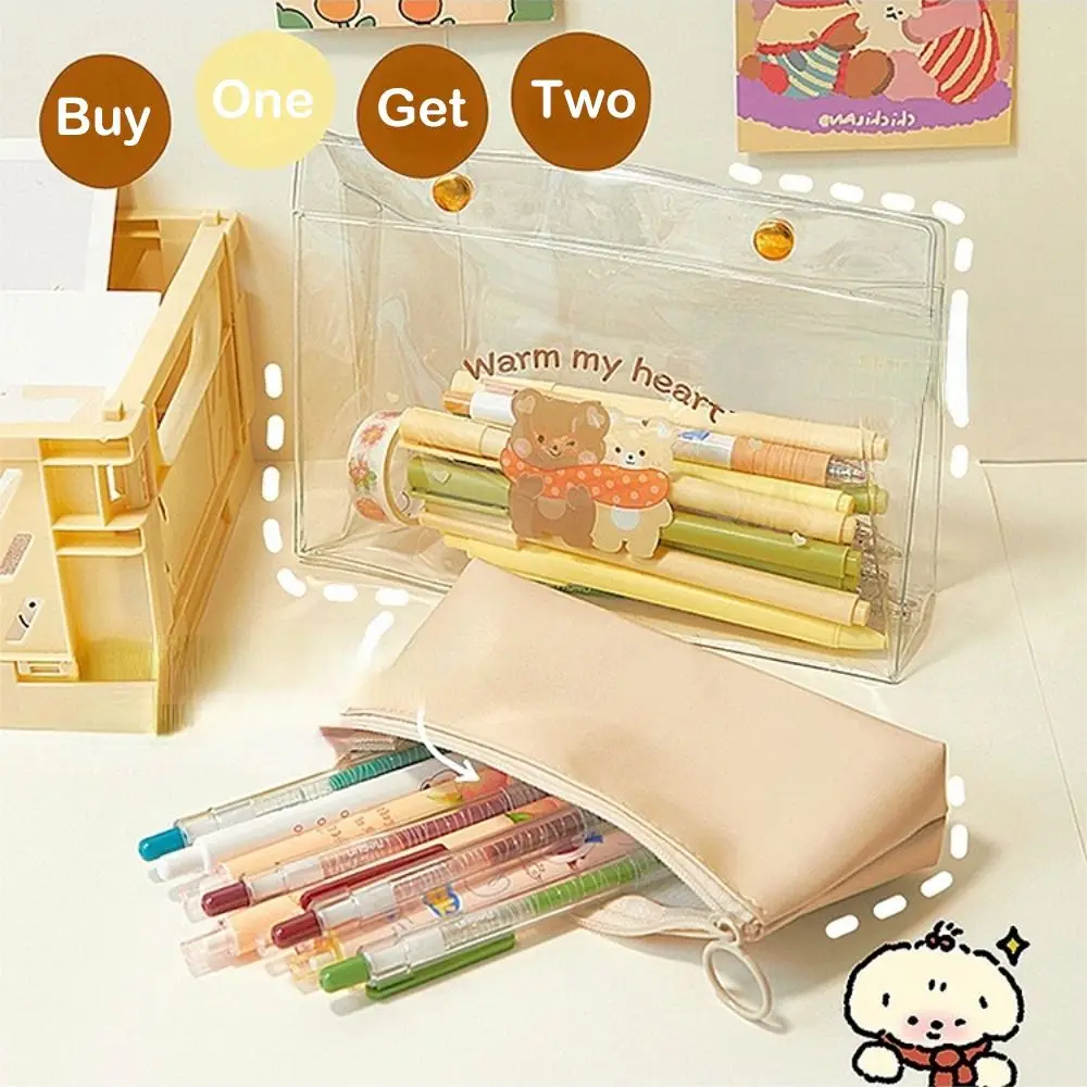 Large Capacity Transparent Pencil Bag School Cases Kawaii Stationery Holder Bag Pen Case Students School Supplies 
Large Capacity Transparent Pencil Bag School Cases Kawaii Stationery Holder Bag Pen Case Students School Supplies