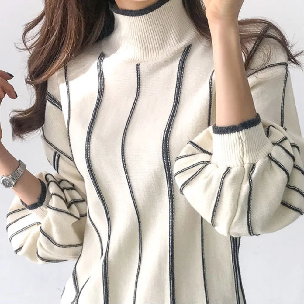 Turtleneck Knitted Sweater Ladies Elegant Clothes White Striped Pullover Loose Ladies Turtleneck Top Ladies Women
Turtleneck Knitted Sweater Ladies Elegant Clothes White Striped Pullover Loose Ladies Turtleneck Top Ladies Women