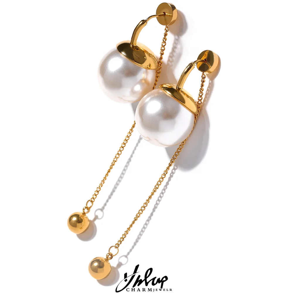 Yhpup Korean Imitation Pearls Chain Long Drop Stainless Steel Earrings Temperament Geometric Fashion Chic Party Jewelry Women
Yhpup Korean Imitation Pearls Chain Long Drop Stainless Steel Earrings Temperament Geometric Fashion Chic Party Jewelry Women