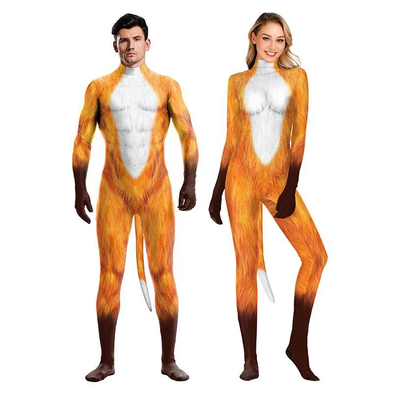 2022 New Tiger Printed Cos Fancy Outfit Carnival Party Dress Zentai Suit Female Men Woman Halloween Full Bodysuit With Tail
2022 New Tiger Printed Cos Fancy Outfit Carnival Party Dress Zentai Suit Female Men Woman Halloween Full Bodysuit With Tail