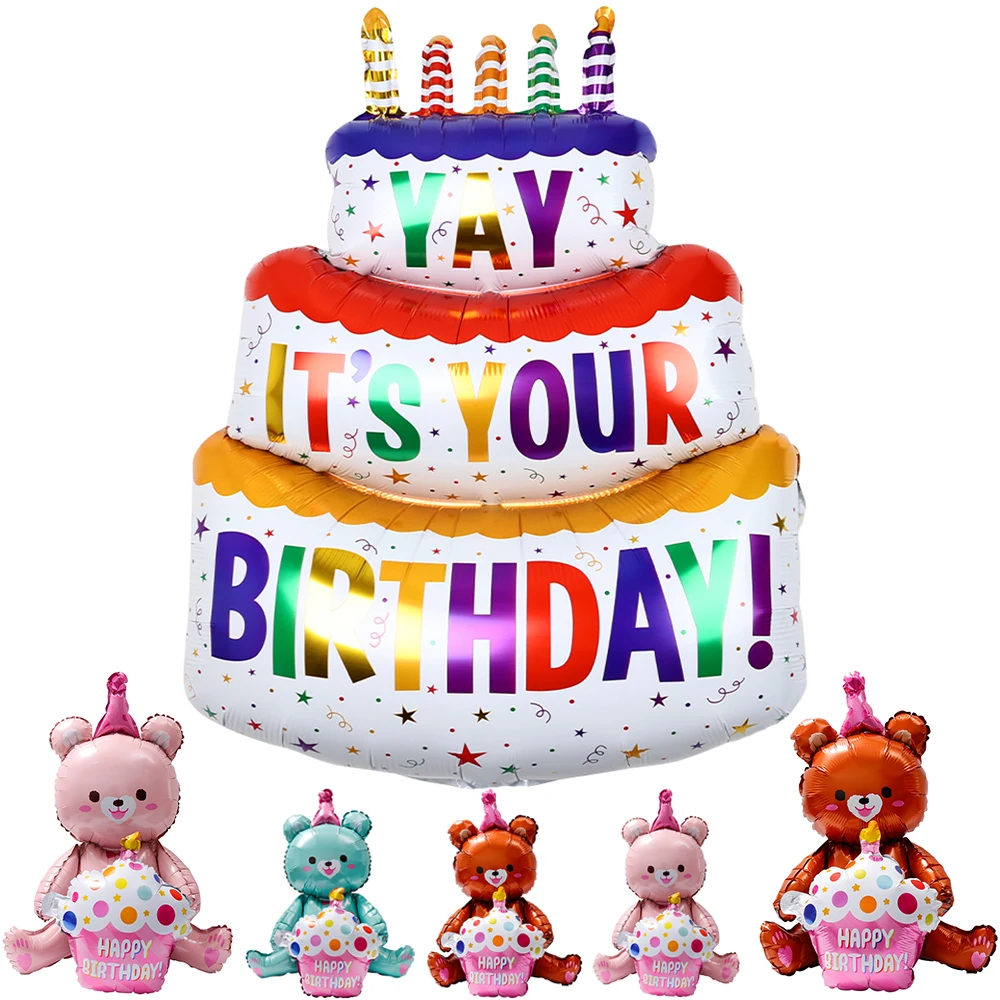 Three Layer Large Birthday Balloon Birthday Cake Candle Stripe Foil Aluminum Film Balloon Happy Birthday Party decor Kids Favor 
Three Layer Large Birthday Balloon Birthday Cake Candle Stripe Foil Aluminum Film Balloon Happy Birthday Party decor Kids Favor