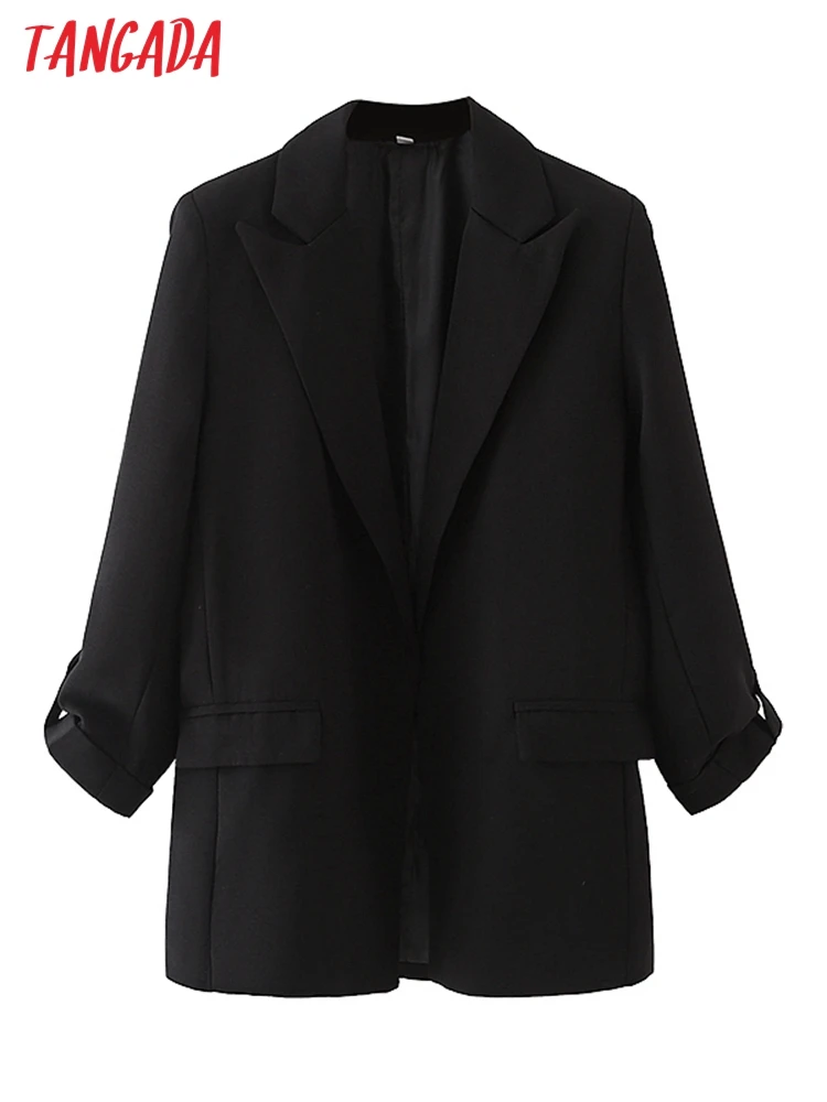 Tangada Women Black Blazer Coat Vintage Notched Collar Pocket 2021 Fashion Female Casual Chic Tops DA28
Tangada Women Black Blazer Coat Vintage Notched Collar Pocket 2021 Fashion Female Casual Chic Tops DA28