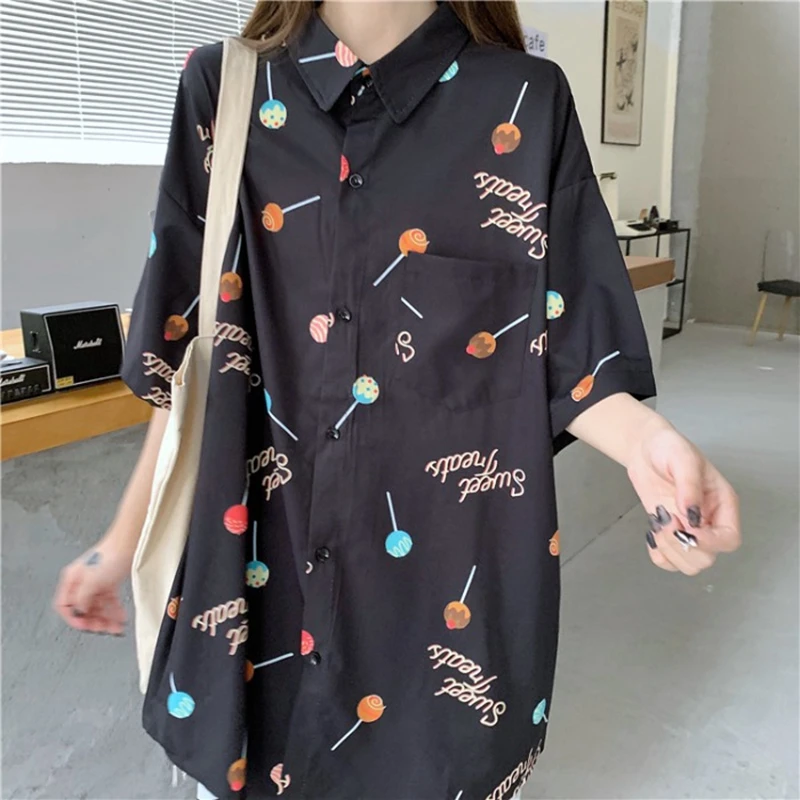Lollipop Print Oversized Shirt Women 2022 Summer Loose Streetwear Personality Unisex Clothes Short-Sleeved Top
Lollipop Print Oversized Shirt Women 2022 Summer Loose Streetwear Personality Unisex Clothes Short-Sleeved Top