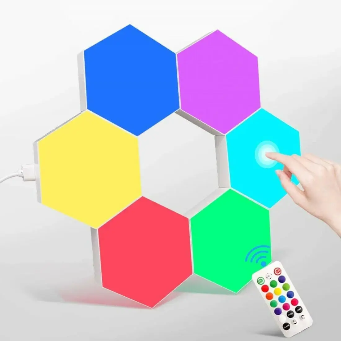 Free Shipping Set of 6 Splicing RGB LED Hexagon Lights Nanoleaf Wall Lamp Quantum Panel Lights with Remote for Gaming Room Party
Free Shipping Set of 6 Splicing RGB LED Hexagon Lights Nanoleaf Wall Lamp Quantum Panel Lights with Remote for Gaming Room Party