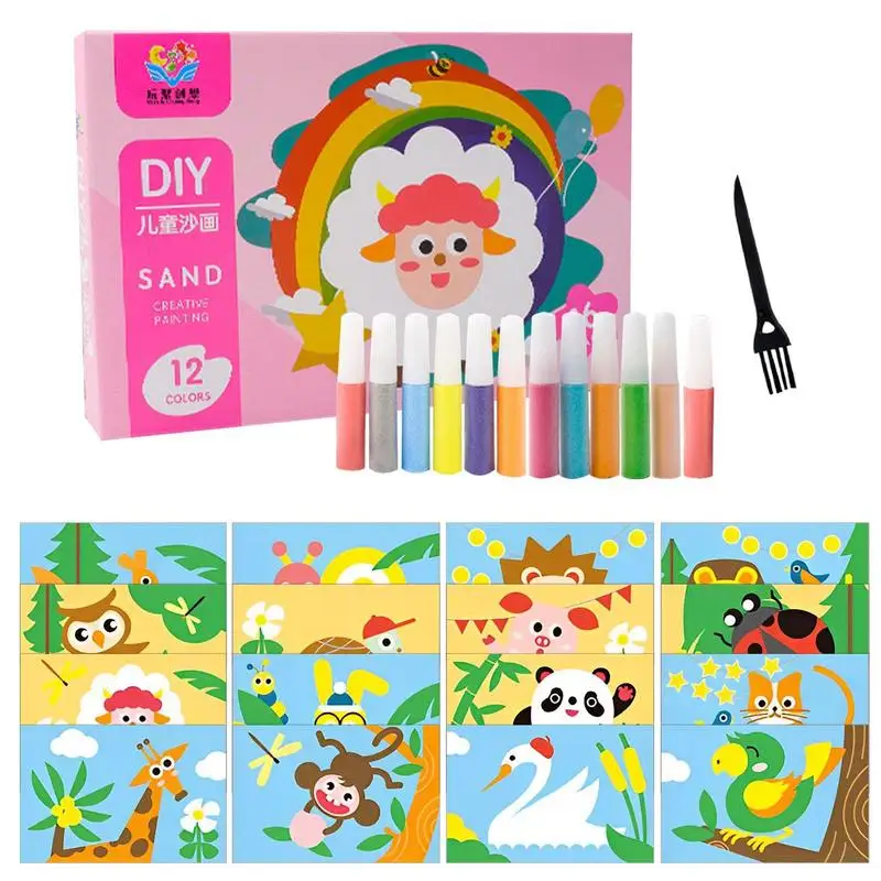 Colorful DIY Handicrafts Sand Art Pictures Drawing Set Toy Color Sticker Paper Crafts Sand Art Educational Toy For Kids
Colorful DIY Handicrafts Sand Art Pictures Drawing Set Toy Color Sticker Paper Crafts Sand Art Educational Toy For Kids