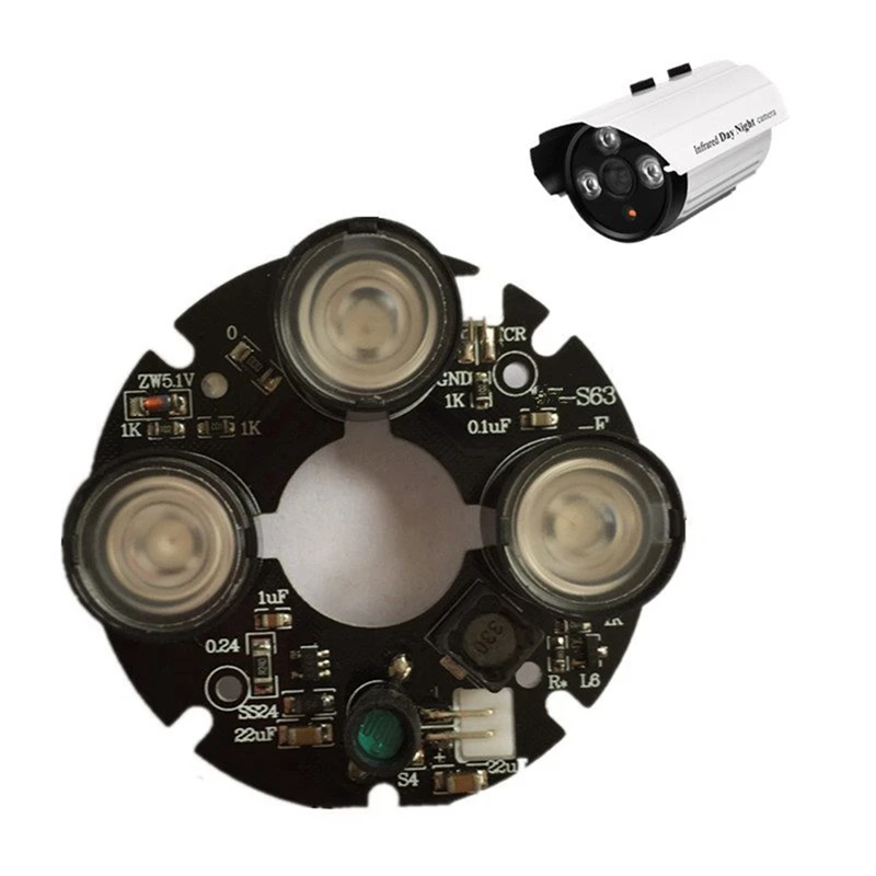 NEW-5X 3 Array IR Led Spot Light Infrared 3X IR LED Board For CCTV Cameras Night Vision (53Mm Diameter)
NEW-5X 3 Array IR Led Spot Light Infrared 3X IR LED Board For CCTV Cameras Night Vision (53Mm Diameter)