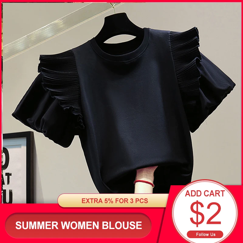 Женская плиссированная футболка, однотонная Повседневная футболка с круглым вырезом, оборками и пышными рукавами, в Корейском стиле, лето ...
Женская плиссированная футболка, однотонная Повседневная футболка с круглым вырезом, оборками и пышными рукавами, в Корейском стиле, лето ...