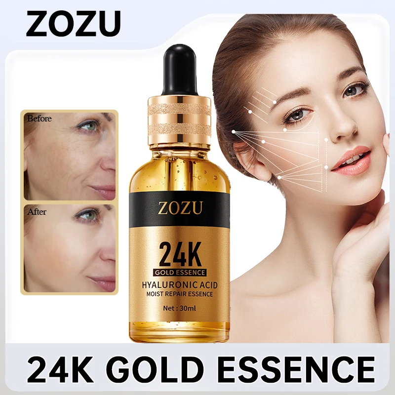

24K Gold Wrinkles Remover Face Serum Lifting Firming Fade Fine Lines Anti-Aging Essence Hyaluronic Acid Moisturizing Whiten Care