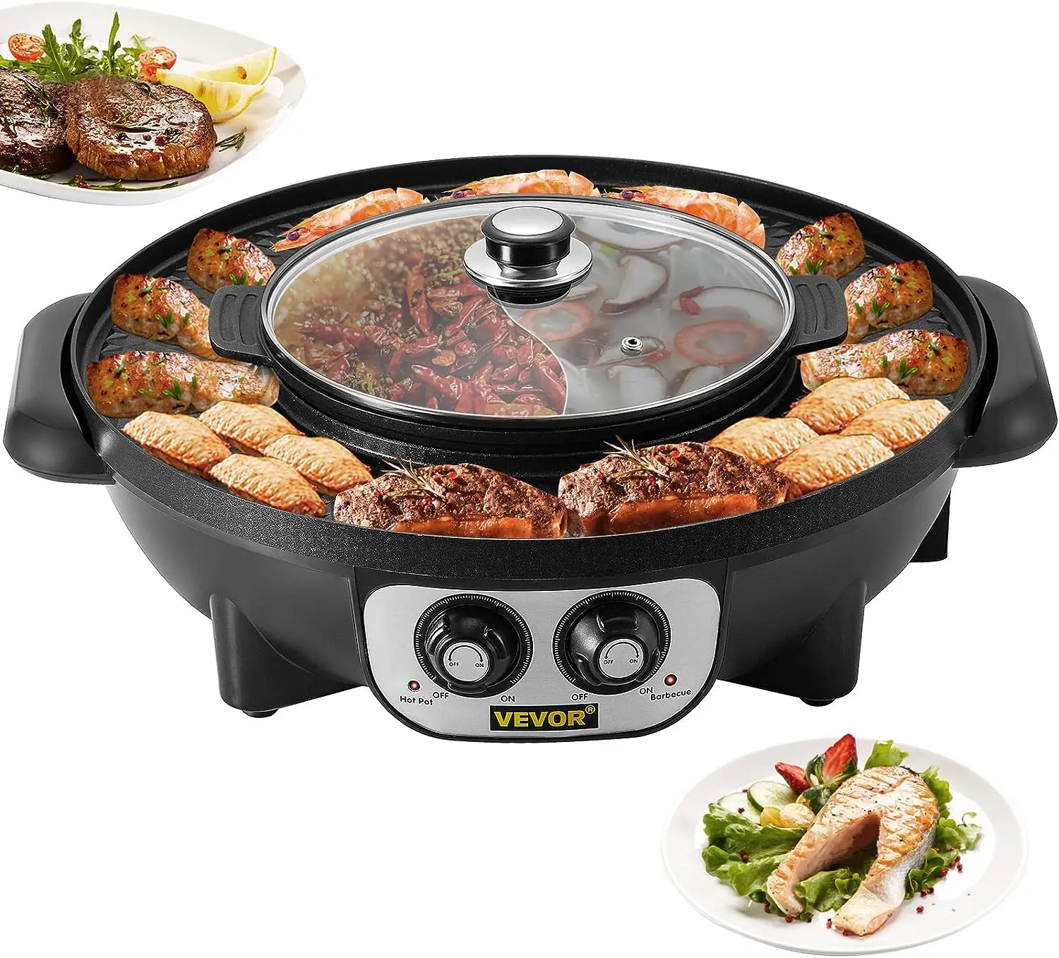 in 1 Grill and Hot , 2200W BBQ Pan Grill and Hot , Multifunctional Teppanyaki Grill with Dual Temp Control, Smokeless Hot Gri
in 1 Grill and Hot , 2200W BBQ Pan Grill and Hot , Multifunctional Teppanyaki Grill with Dual Temp Control, Smokeless Hot Gri