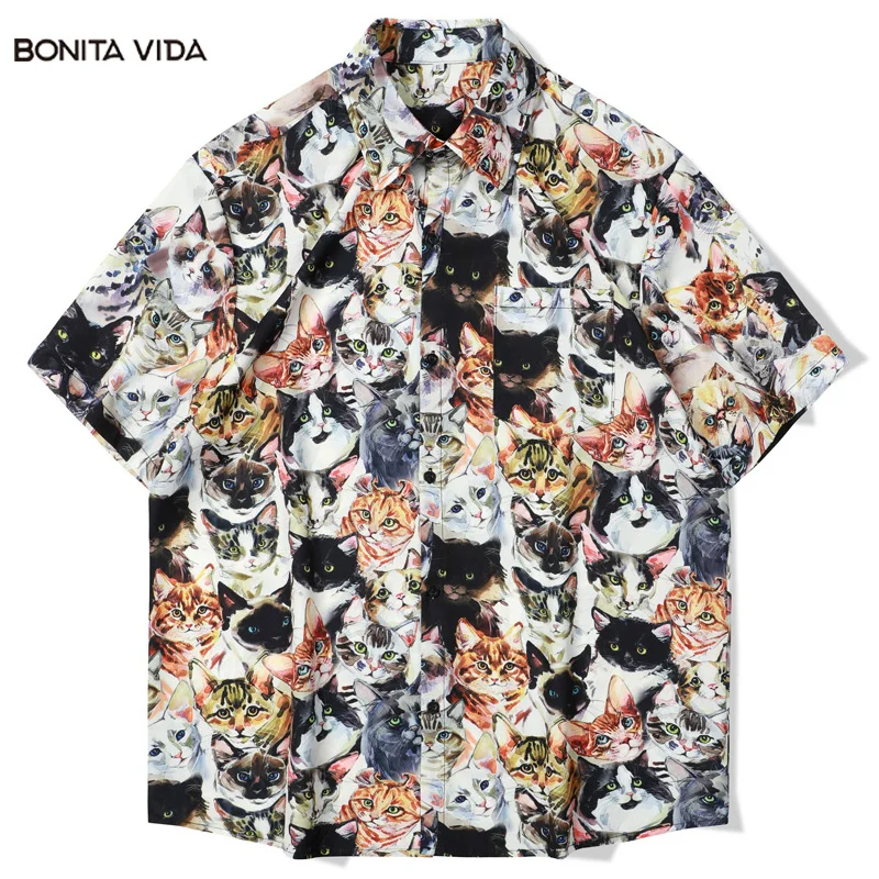 Hawaiian Shirt Streetwear Hip Hop Cat Family Graphic Print Short Sleeve Beach Shirts Summer Fashion Casual Loose Button Shirts
Hawaiian Shirt Streetwear Hip Hop Cat Family Graphic Print Short Sleeve Beach Shirts Summer Fashion Casual Loose Button Shirts