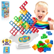 New 48PCS Tetra Tower Balance Stacking Building Blocks Board Game for Kids Adults Friends Team Family Game Party Christmas Gifts