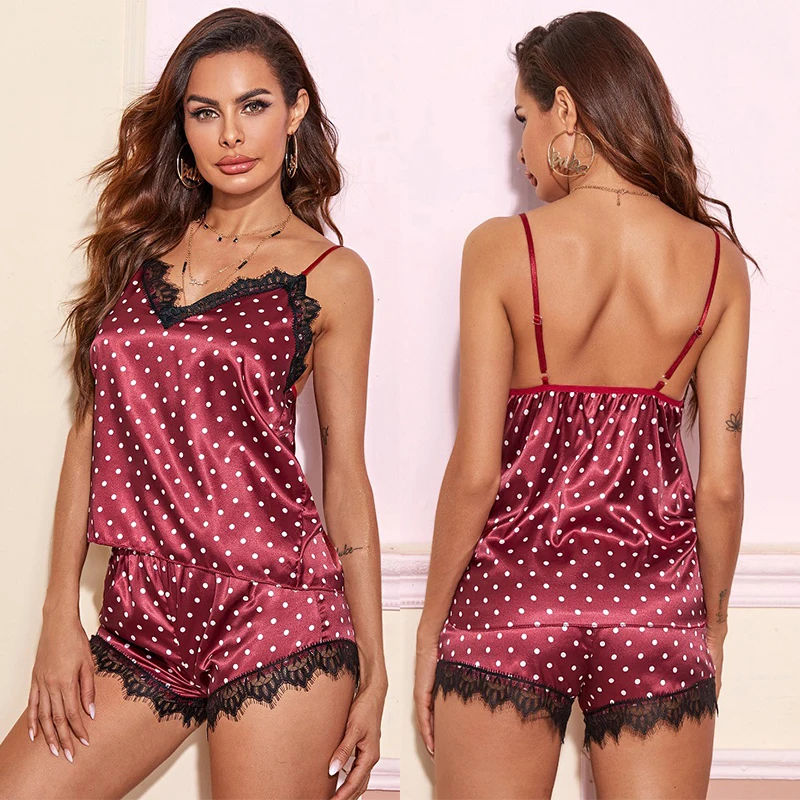 pajamas sets sleepwear women v neck sleep suit nightwear ice silk Polka dots home clothing loungewear shirt shorts 2pcs
pajamas sets sleepwear women v neck sleep suit nightwear ice silk Polka dots home clothing loungewear shirt shorts 2pcs