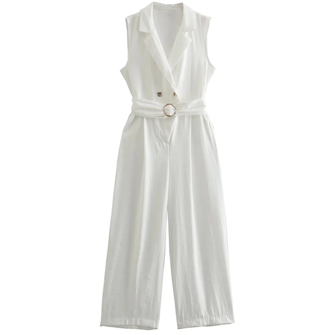 Withered 2023 England Style Office Lady Fashion Pure White Buckle Sashes Loose Sleeveless Jumpsuits Women
Withered 2023 England Style Office Lady Fashion Pure White Buckle Sashes Loose Sleeveless Jumpsuits Women