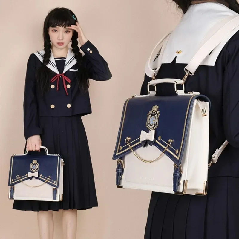 

3way Sweet Bow Lolita Bag Autumn New JK Backpacks for Women Popular Uniform Hand Bag High-capacity PU Shoulder Bag Bolsa