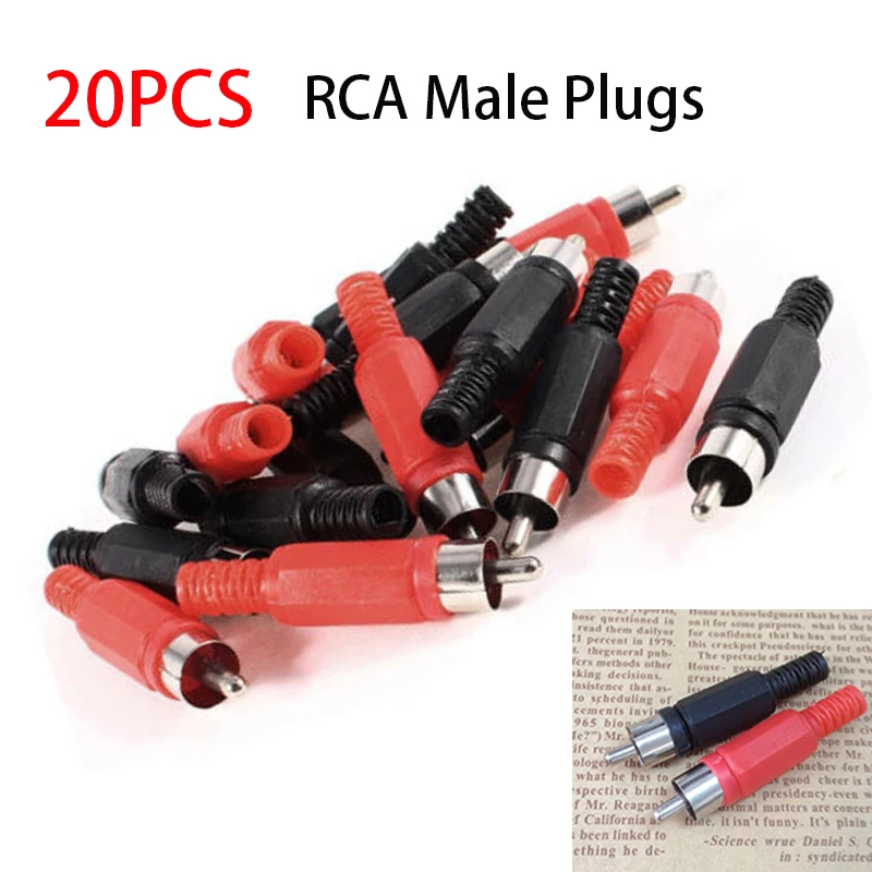 20 Pcs/lot 10 Black 10 Red Video RCA AV Plug Connectors Plastic Housing Stereo Audio Horn Plug Channel Dual Crimp Terminal DIY
20 Pcs/lot 10 Black 10 Red Video RCA AV Plug Connectors Plastic Housing Stereo Audio Horn Plug Channel Dual Crimp Terminal DIY