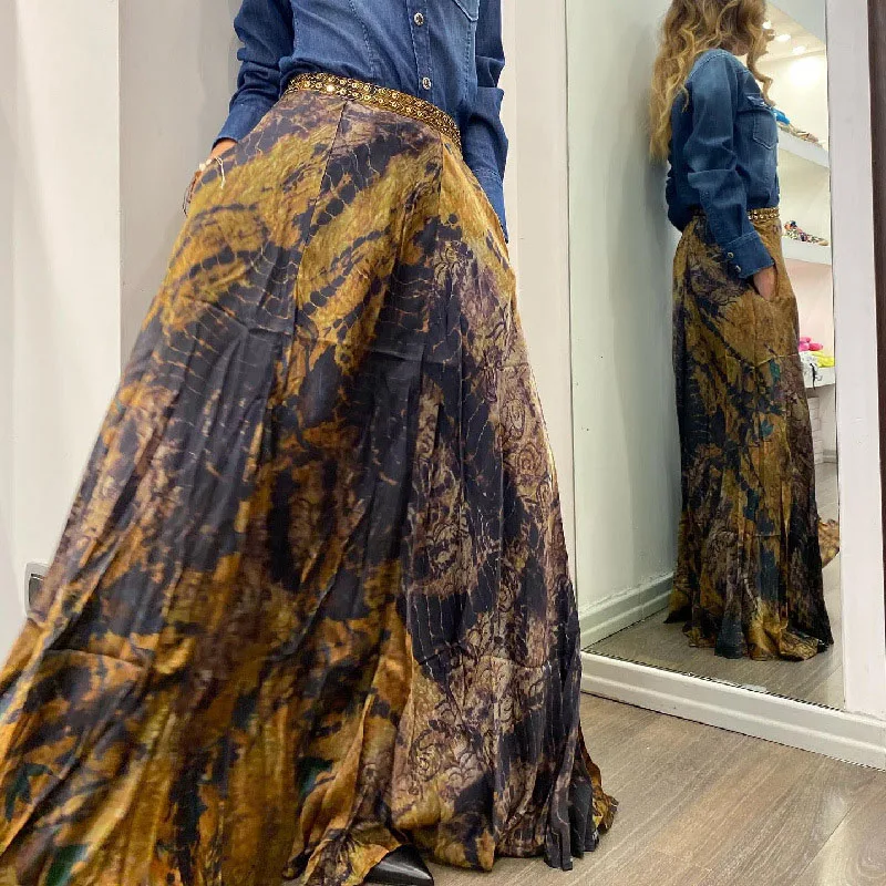 Юбка женская трапециевидная офисная с высокой талией, модная свободная длинная юбка с винтажным принтом в богемном стиле, весна-осень
Юбка женская трапециевидная офисная с высокой талией, модная свободная длинная юбка с винтажным принтом в богемном стиле, весна-осень