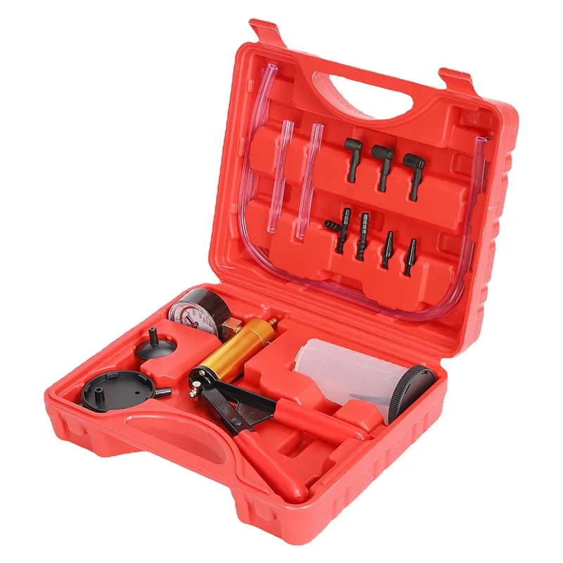 

Aluminum Pump Pressure Vacuum Gauge Vacuum Pistol Pump Tester Kit Manual Vacuum Bleeding Brake Fluid Bleeder Tools