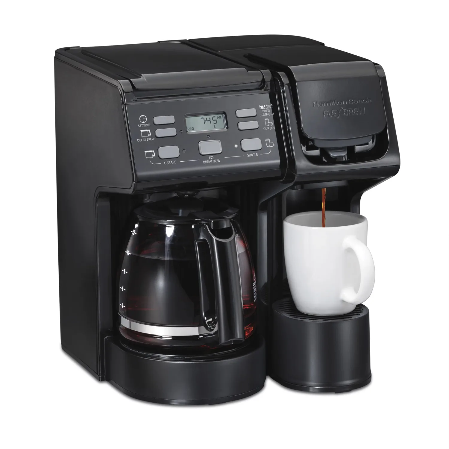 Home or office three-person coffee maker, single or 12 cups, black
Home or office three-person coffee maker, single or 12 cups, black
