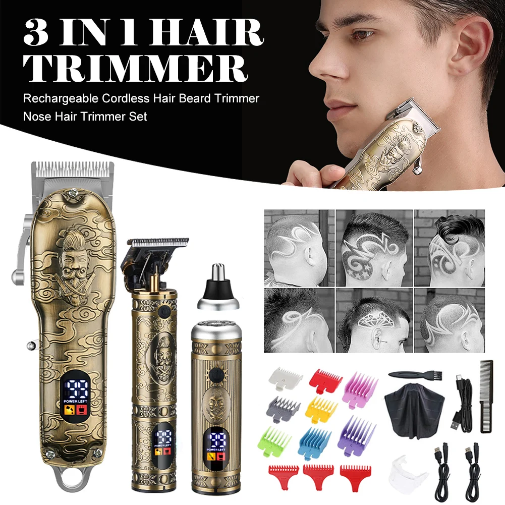 Professional Hair Clipper Kit Rechargeable Cordless Hair Beard Trimmer Nose Hair Trimmer Set With Guide Combs Hair Cutting Kit
Professional Hair Clipper Kit Rechargeable Cordless Hair Beard Trimmer Nose Hair Trimmer Set With Guide Combs Hair Cutting Kit