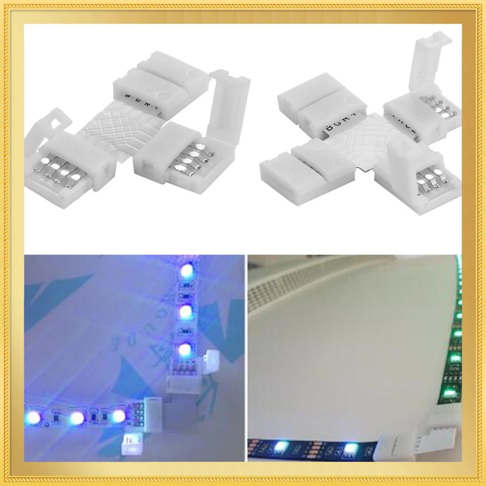 Connector 4 Pin L T Cross Shape PCB Solderless Corner Connector Strip Connector For RGB 3528 5050 Led Strip Clip-on Coupler
Connector 4 Pin L T Cross Shape PCB Solderless Corner Connector Strip Connector For RGB 3528 5050 Led Strip Clip-on Coupler