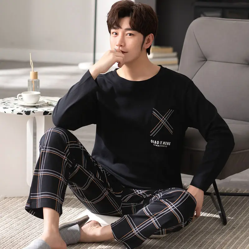 SUO&CHAO Spring Autumn New Pajamas Sets For Mens Long Sleeve Round Neck Tops And Long Pants 2PCS Nightgown Homewear
SUO&CHAO Spring Autumn New Pajamas Sets For Mens Long Sleeve Round Neck Tops And Long Pants 2PCS Nightgown Homewear