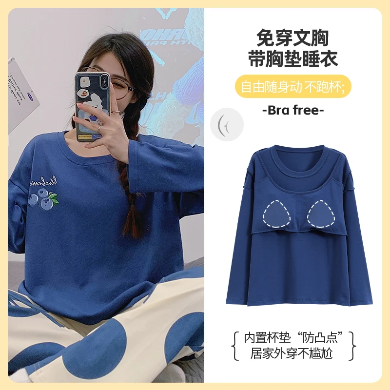 Autumn Pajamas Sweet Sleepwear Long sleeves Casual wear Outfit Homewear For Women Young Girl With Chest Pad Bra Free
Autumn Pajamas Sweet Sleepwear Long sleeves Casual wear Outfit Homewear For Women Young Girl With Chest Pad Bra Free