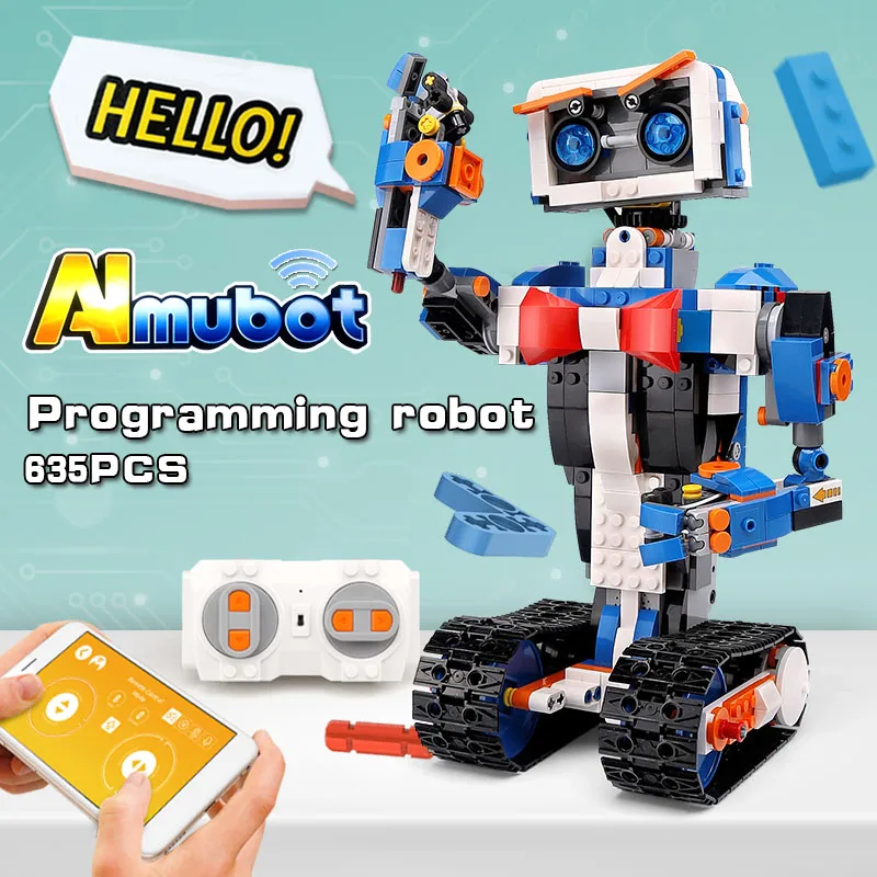 635pcs City RC Robot Electric Building Blocks Programmatic Remote Control Intelligent Car Bricks High Tech Toy for Children Gift
635pcs City RC Robot Electric Building Blocks Programmatic Remote Control Intelligent Car Bricks High Tech Toy for Children Gift