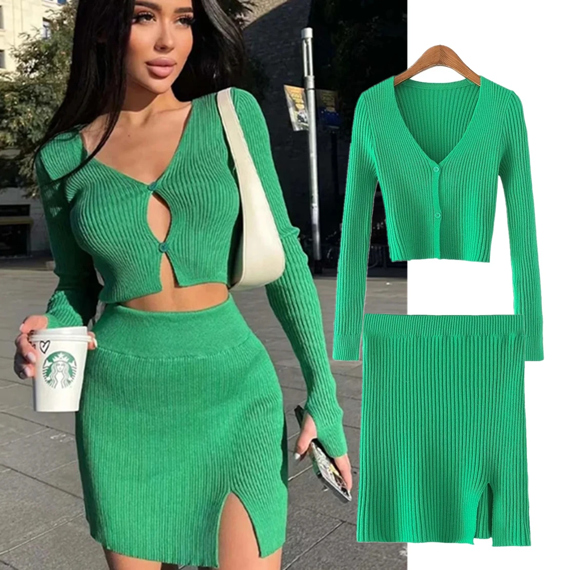 Maxdutti And Knitted Mini Skirts Sets Women Ins Blogger Fashion Green Color Sexy Short Crop Tops
Maxdutti And Knitted Mini Skirts Sets Women Ins Blogger Fashion Green Color Sexy Short Crop Tops